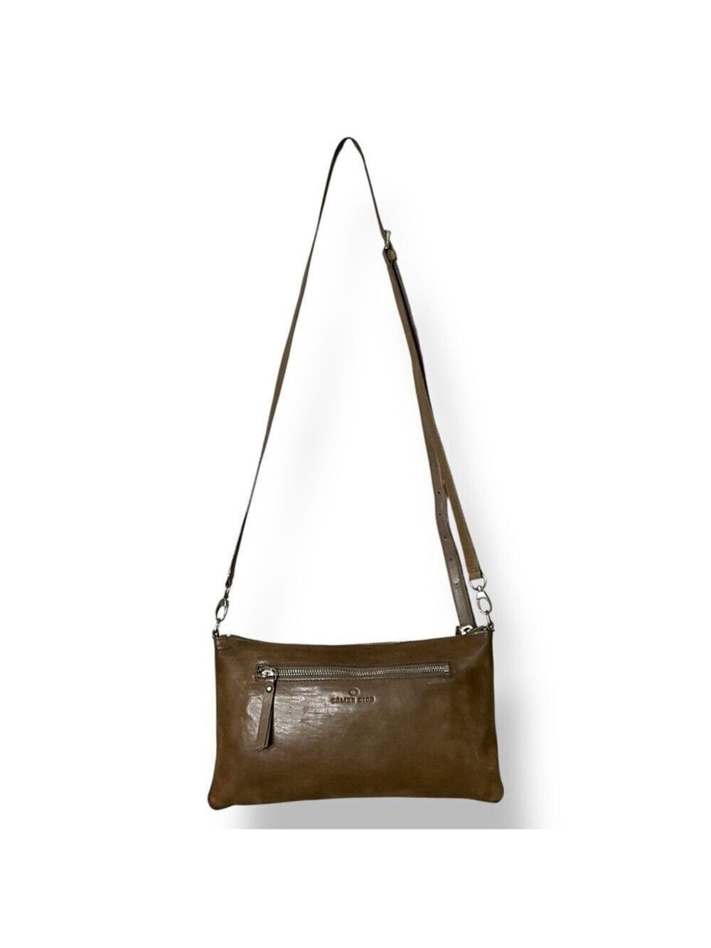CELINE DION Genuine Leather ‘Cadence’ Crossbody / Clutch Bag Removable Strap - Picture 4 of 12